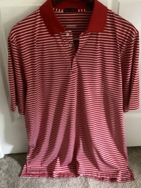 Men’s DIVOTS DRI WAY RED STRIPED SHORT SLEEVE POLO SHIRT SIZE XL